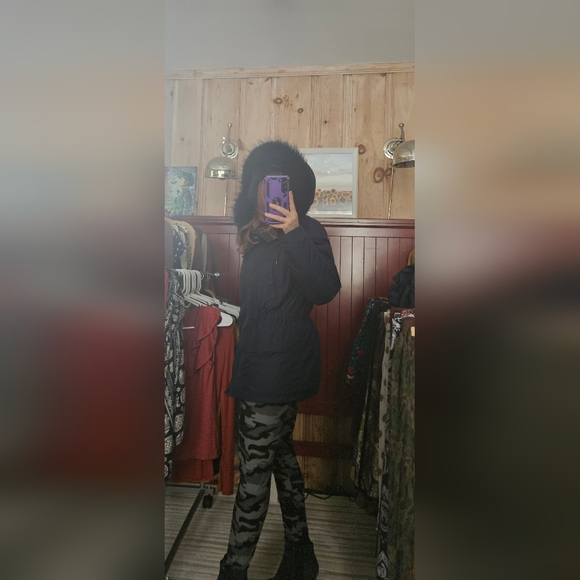 ⭐️ Army Yves Salomon genuine fur lined navy blue parka size 32 - Picture 14 of 16